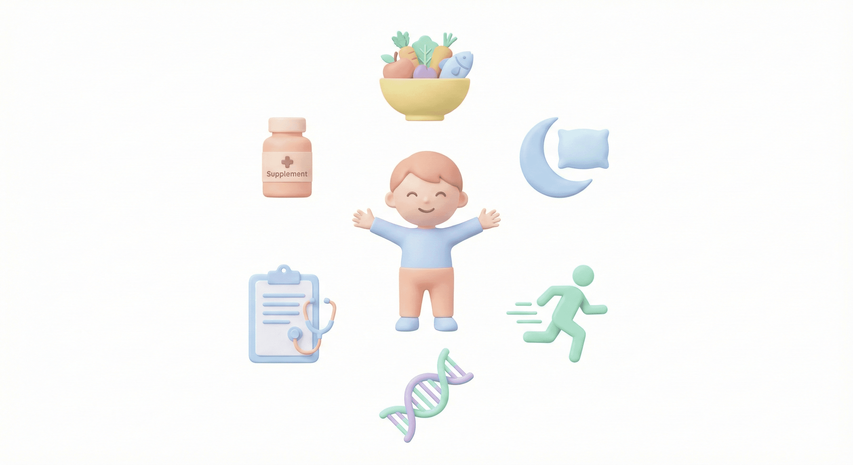 عوامل مؤثر بر رشد سالم کودک شامل تغذیه، خواب، ورزش، ژنتیک و مصرف صحیح مکمل‌ها در سبک پاستلی