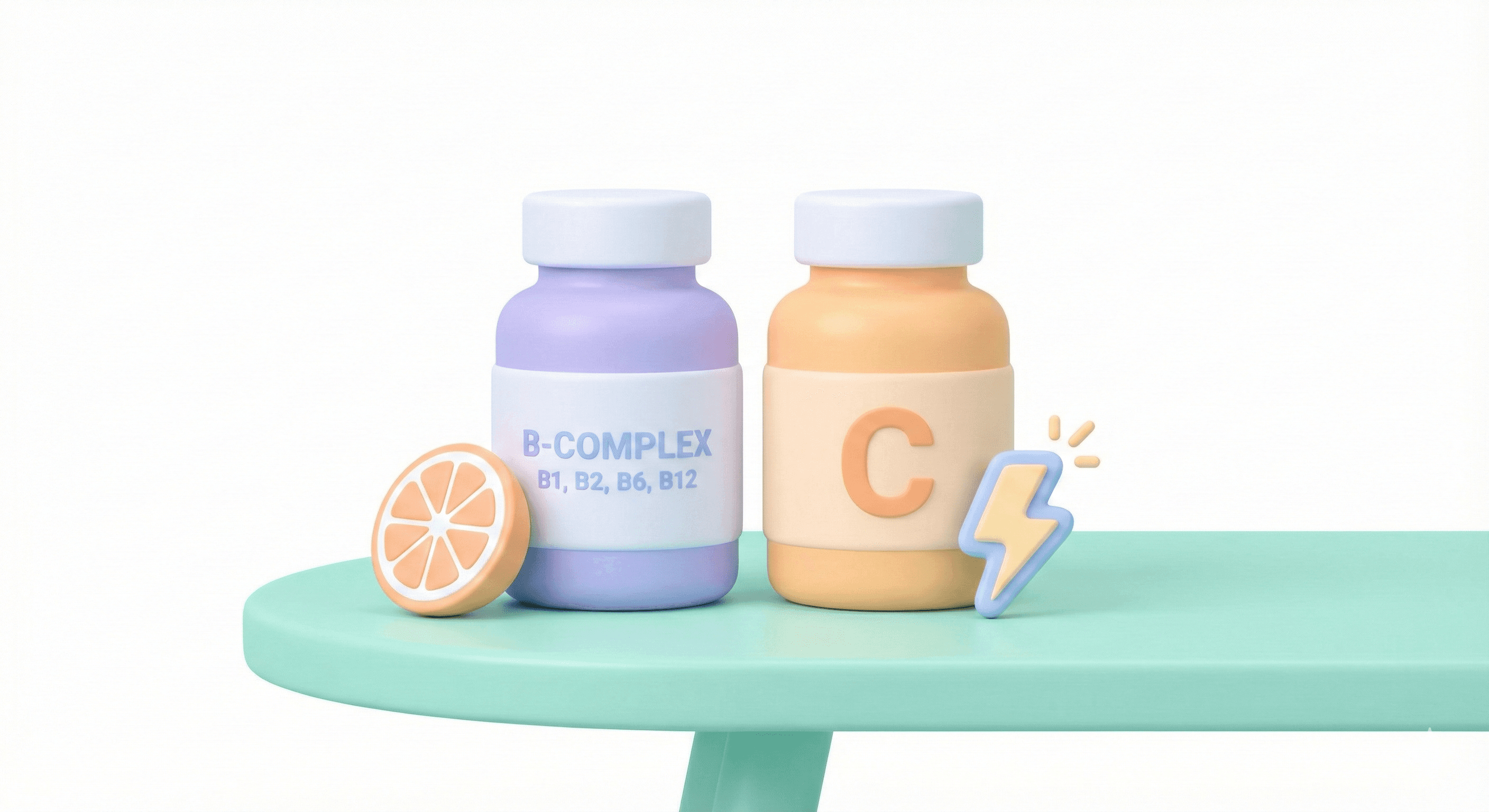 مکمل‌ ویتامین C و کمپلکس B برای انرژی و تقویت بدن کودکان در سبک پاستلی