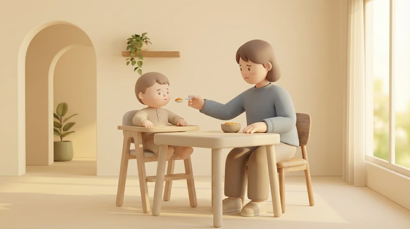 کودک بیاشتها هنگام غذا خوردن و تلاش والدین برای تغذیه سالم