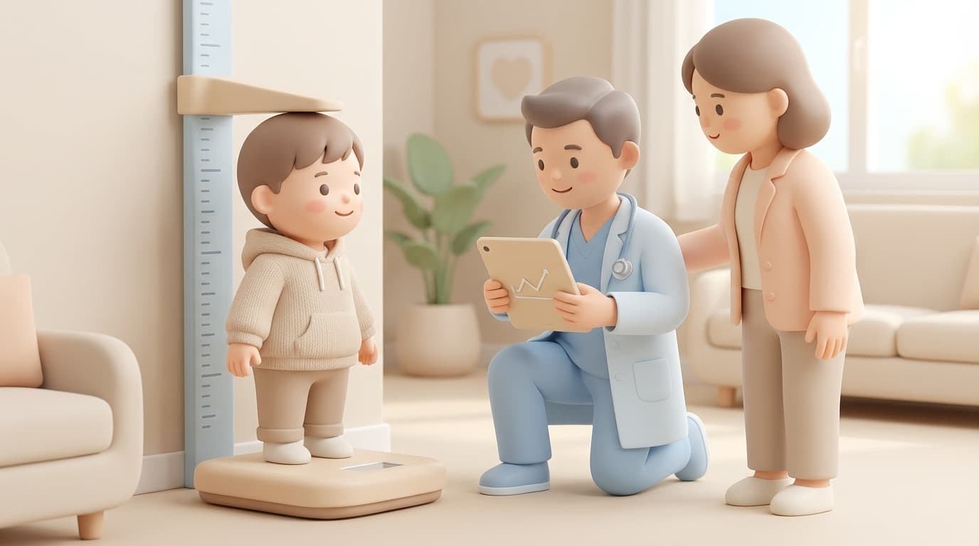 بررسی قد و رشد کودک توسط پزشک برای ارزیابی تغذیه و پروتئین