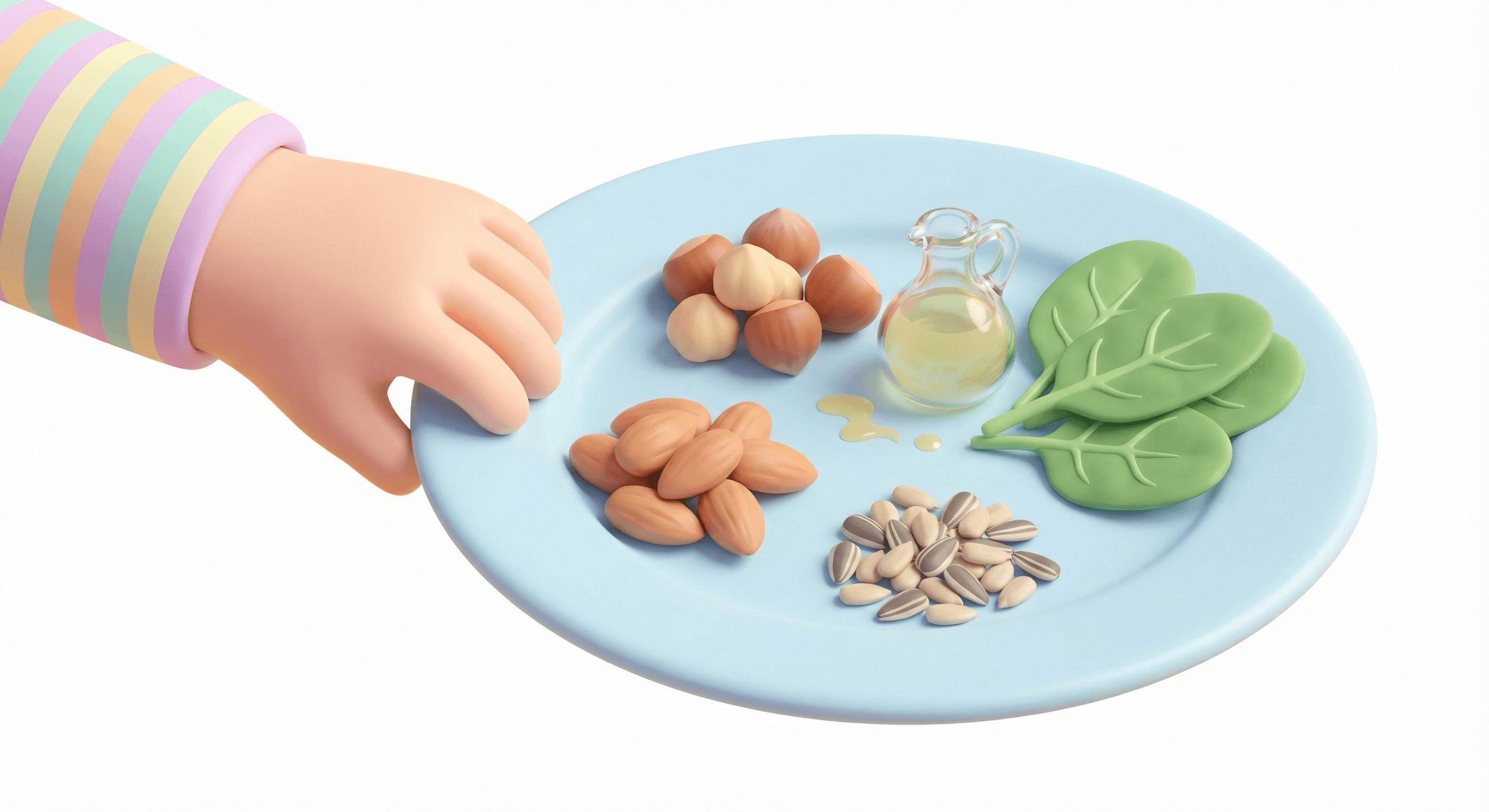 بشقاب مغزها، دانهها و اسفناج؛ منابع سالم و مغذی برای رشد و تقویت بدن کودک